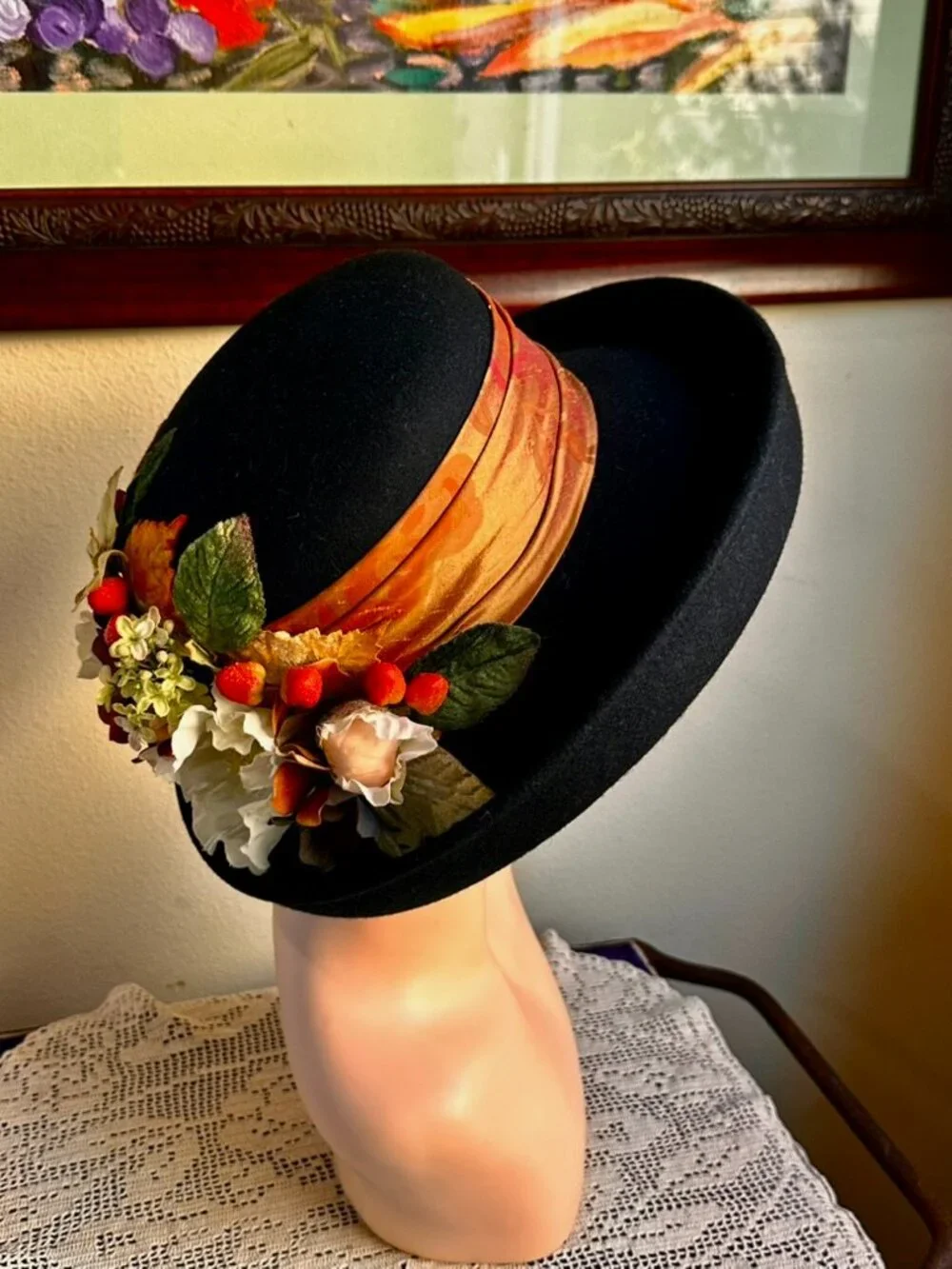 The Ultimate Fall Hat - Vintage Victorian Style Picture Hat in Autumn Colors